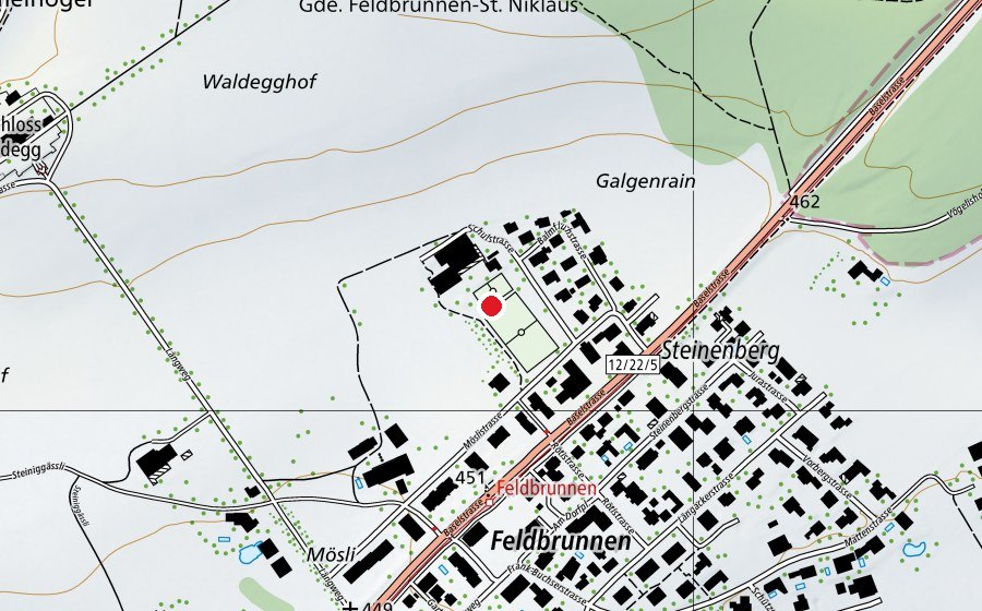 Carte indiquant l’emplacement de Primarschule Feldbrunnen-St. Niklaus (École)