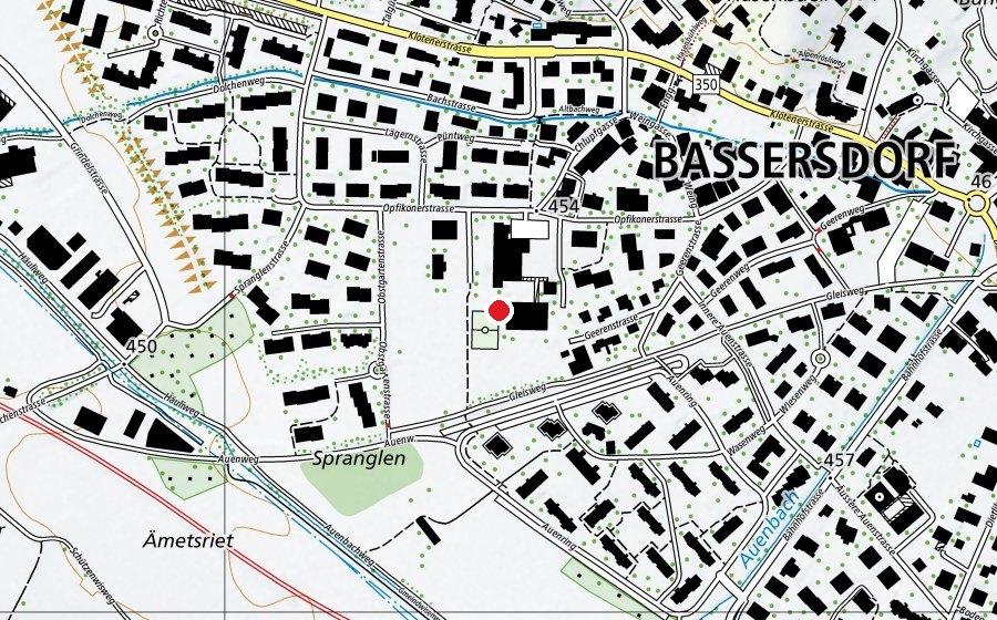 Carte indiquant l’emplacement de Primarschule Geeren (École)