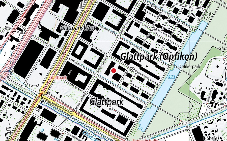Carte indiquant l’emplacement de Primarschule Glattpark (École)