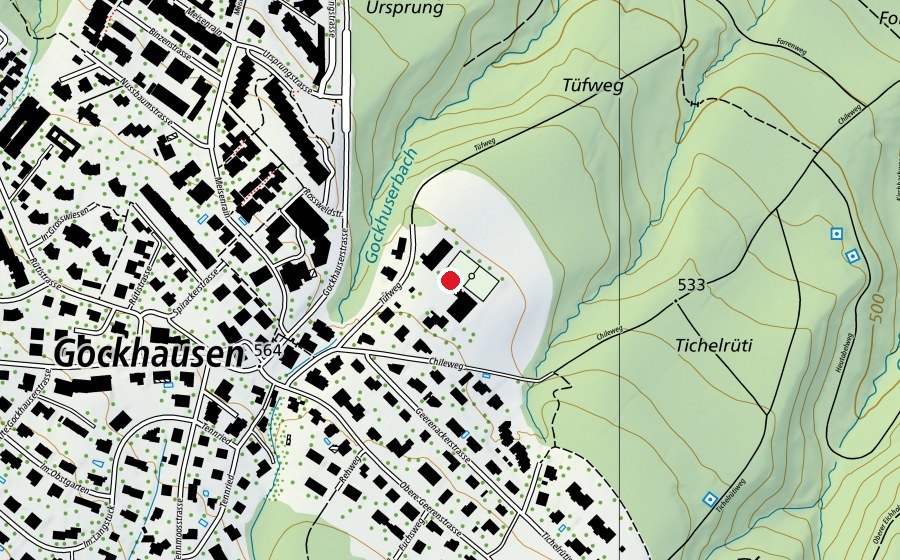 Map showing the location of Primarschule Gockhausen (School)