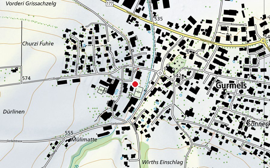 Map showing the location of Primarschule Gurmels (School)