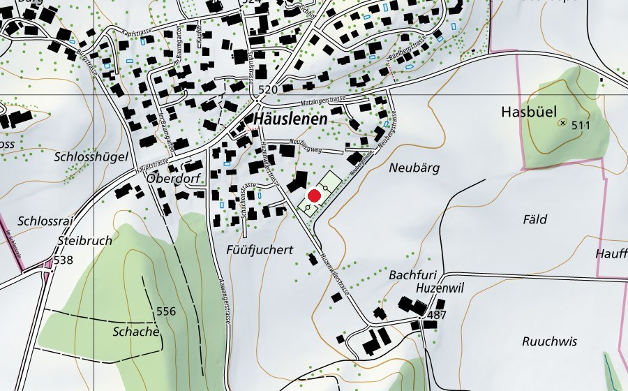 Carte indiquant l’emplacement de Primarschule Häuslenen (École)