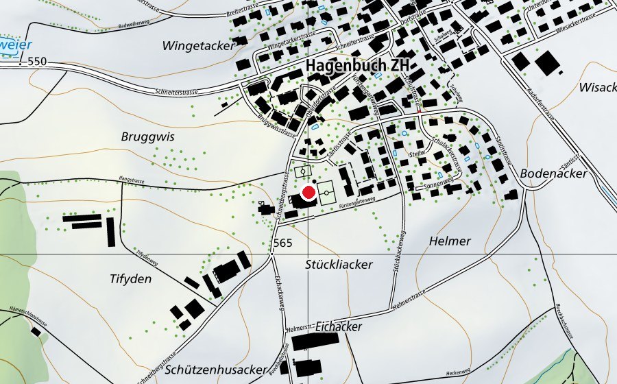 Map showing the location of Primarschule Hagenbuch (School)