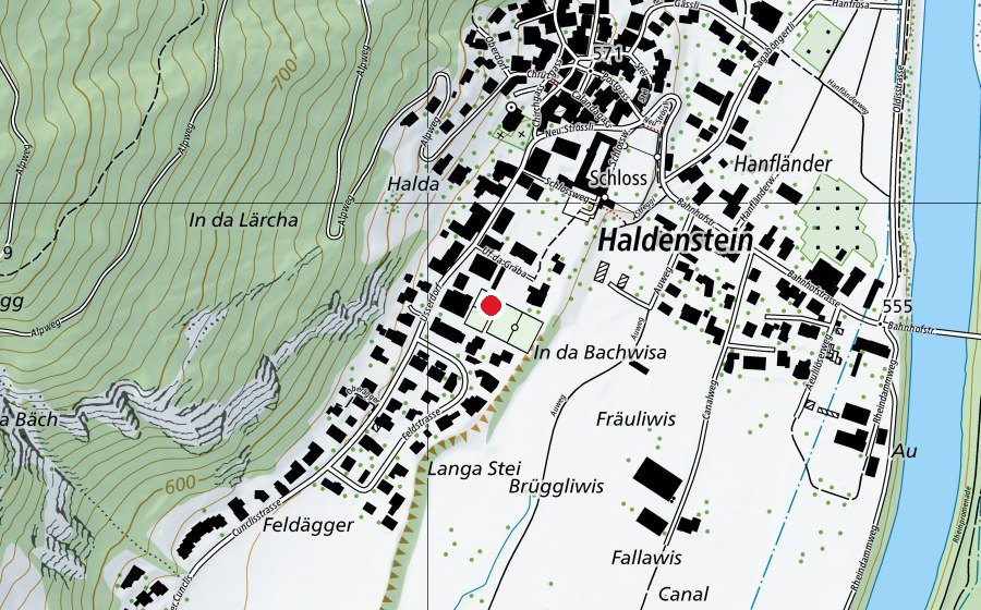 Carte indiquant l’emplacement de Primarschule Haldenstein (École)