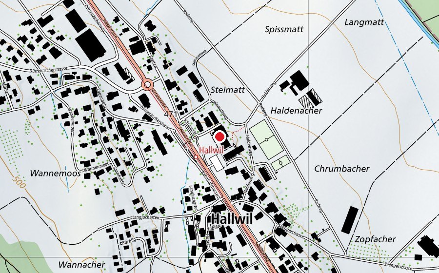 Karte mit dem Standort von Primarschule Hallwil (Schule)
