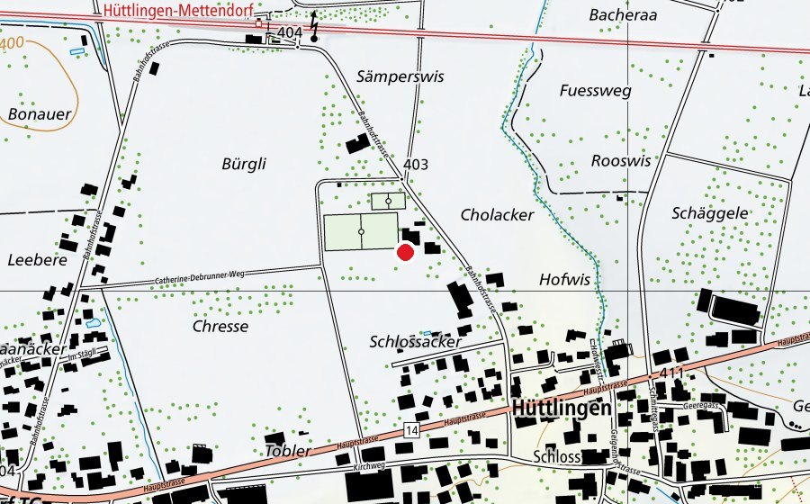 Carte indiquant l’emplacement de Primarschule Hüttlingen (École)