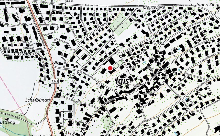 Carte indiquant l’emplacement de Primarschule Igis (École)