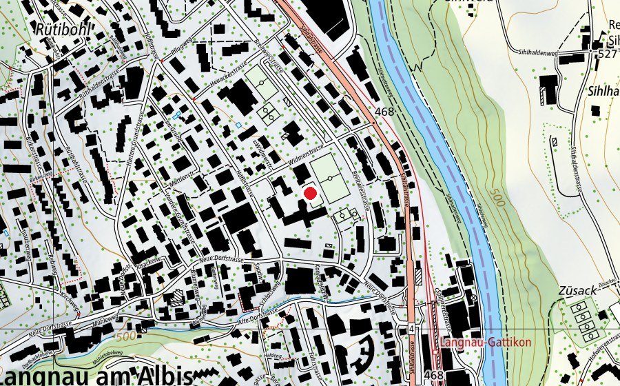 Carte indiquant l’emplacement de Primarschule Im Widmer (École)