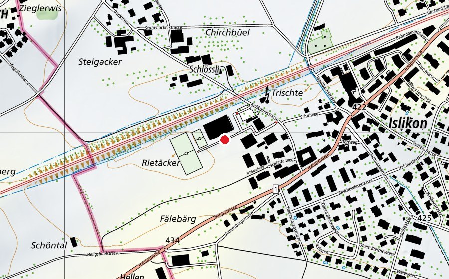 Map showing the location of Primarschule Islikon (School)