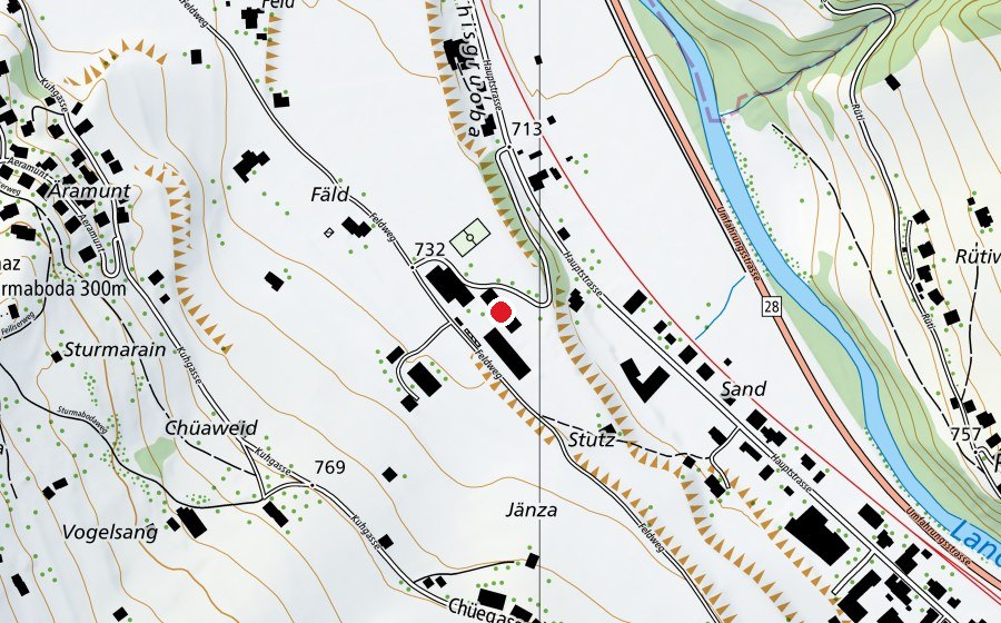 Map showing the location of Primarschule Jenaz (School)