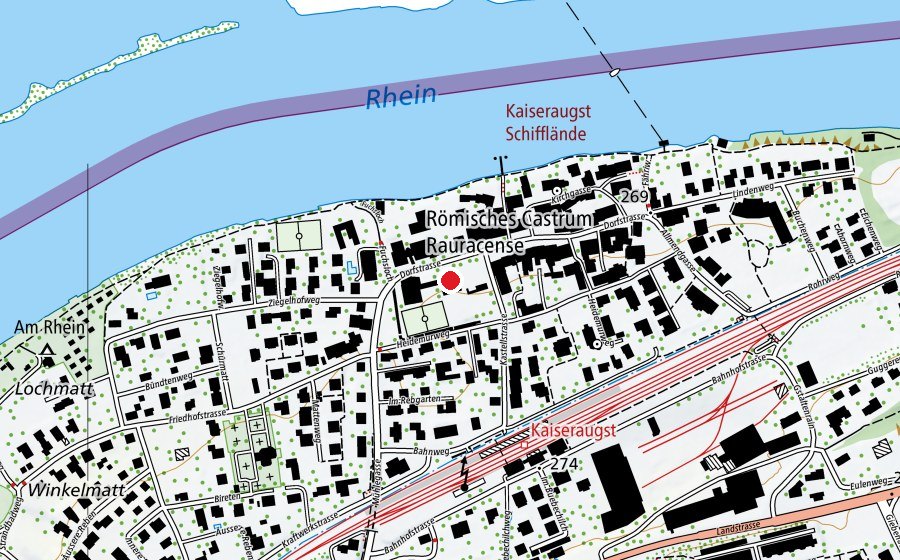 Mappa con la posizione di Primarschule Kaiseraugst, Schulhaus Dorf (Scuola)
