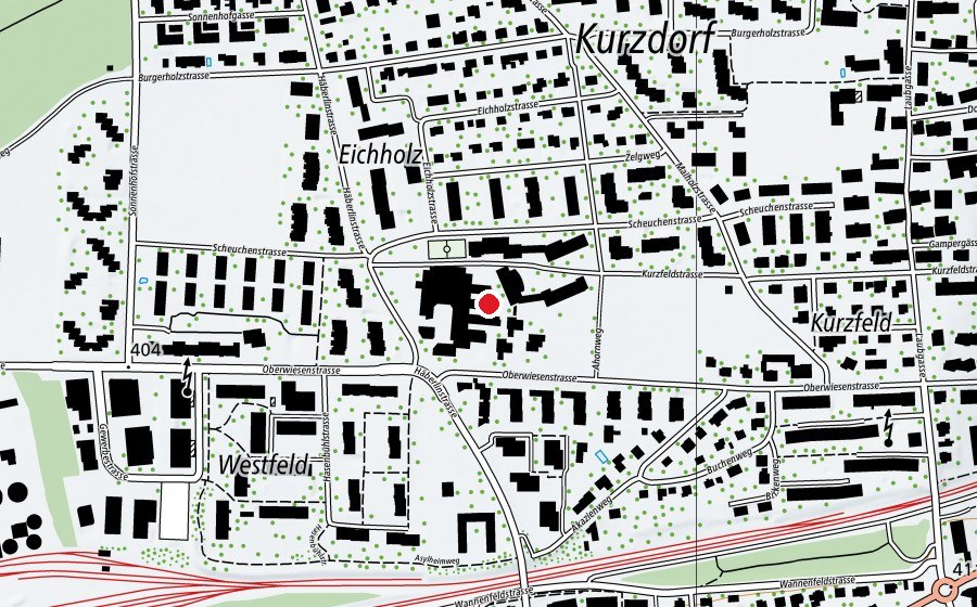 Mappa con la posizione di Primarschule & Kindergärten Oberwiesen (Scuola)