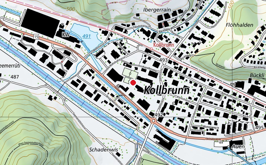 Karte mit dem Standort von Primarschule Kollbrunn (Schule)