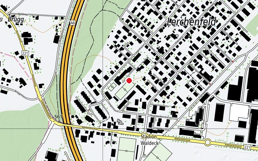 Map showing the location of Primarschule Lerchenfeld (School)