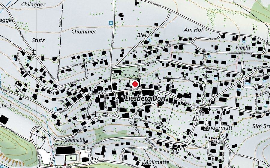 Carte indiquant l’emplacement de Primarschule Liesberg Dorf (École)