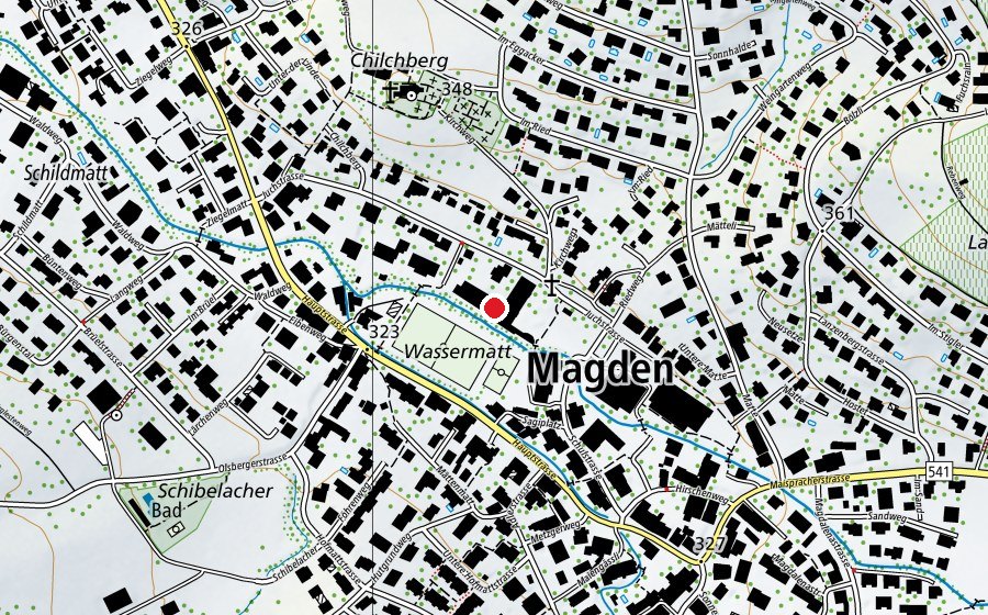 Carte indiquant l’emplacement de Primarschule Magden (École)