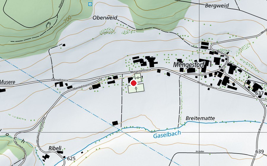 Map showing the location of Primarschule Mengestorf (School)