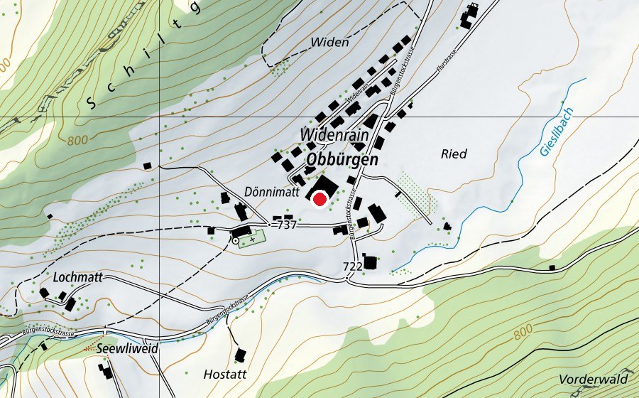 Map showing the location of Primarschule Obbürgen (School)