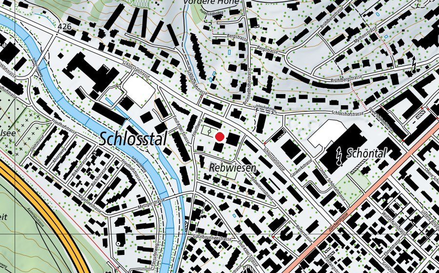 Carte indiquant l’emplacement de Primarschule Rebwiesen (École)