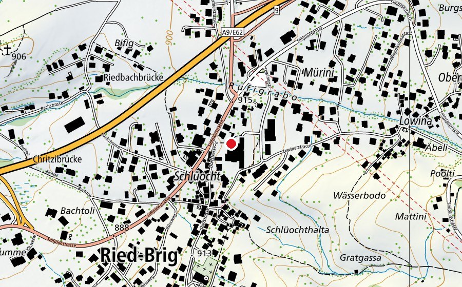 Karte mit dem Standort von Primarschule Ried-Brig (Schule)