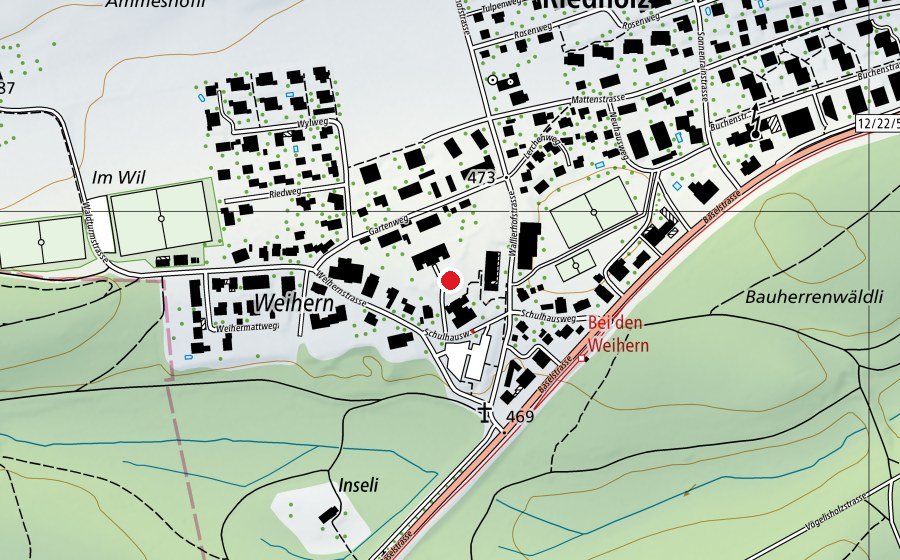 Carte indiquant l’emplacement de Primarschule Riedholz (École)