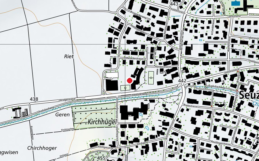 Carte indiquant l’emplacement de Primarschule Rietacker (École)