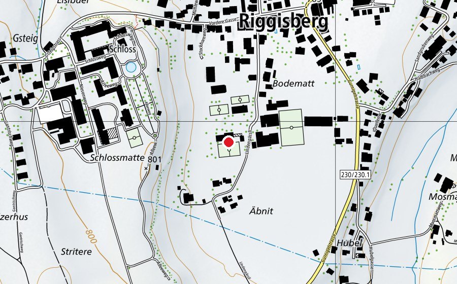Map showing the location of Primarschule Riggisberg (School)