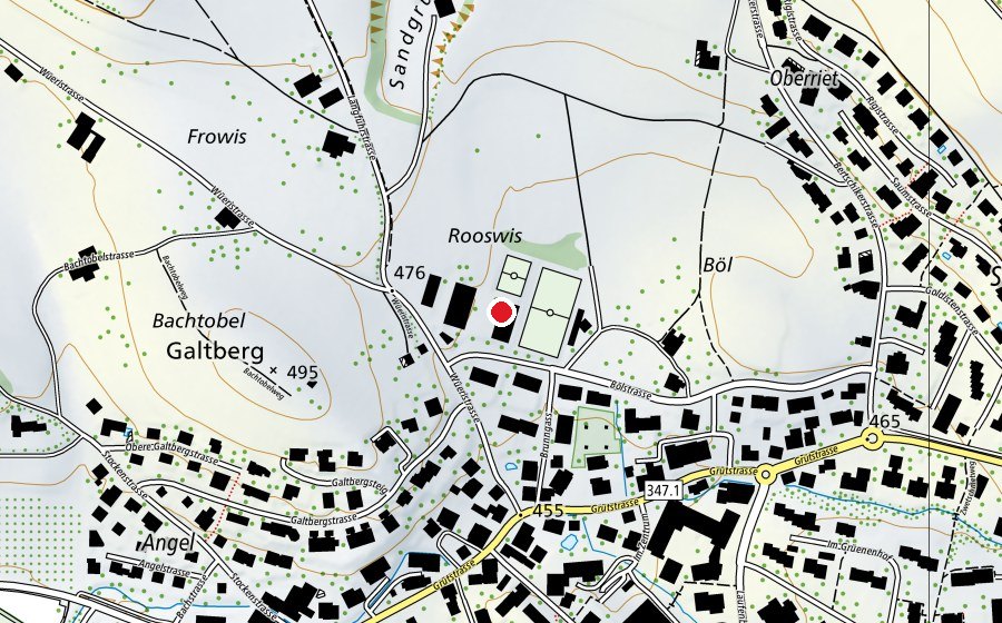 Carte indiquant l’emplacement de Primarschule Rooswis (École)