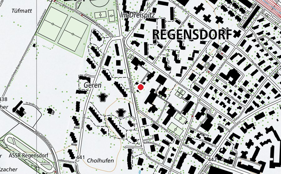 Karte mit dem Standort von Primarschule Ruggenacher 3 (Schule)