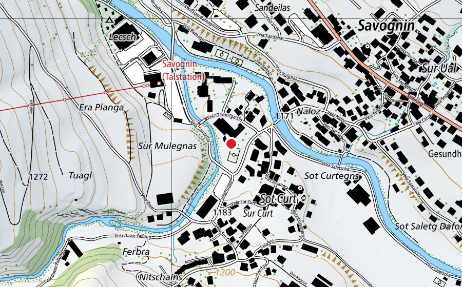 Carte indiquant l’emplacement de Primarschule Savognin (École)