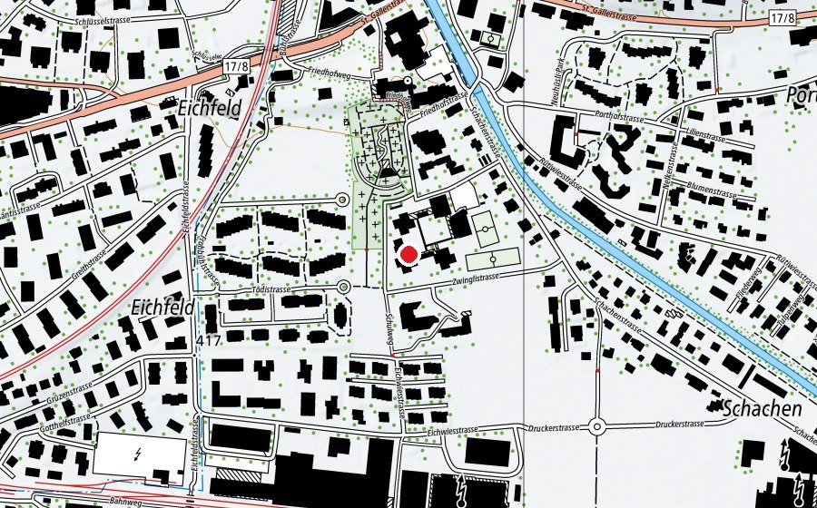 Mappa con la posizione di Primarschule Schachen II (Scuola)