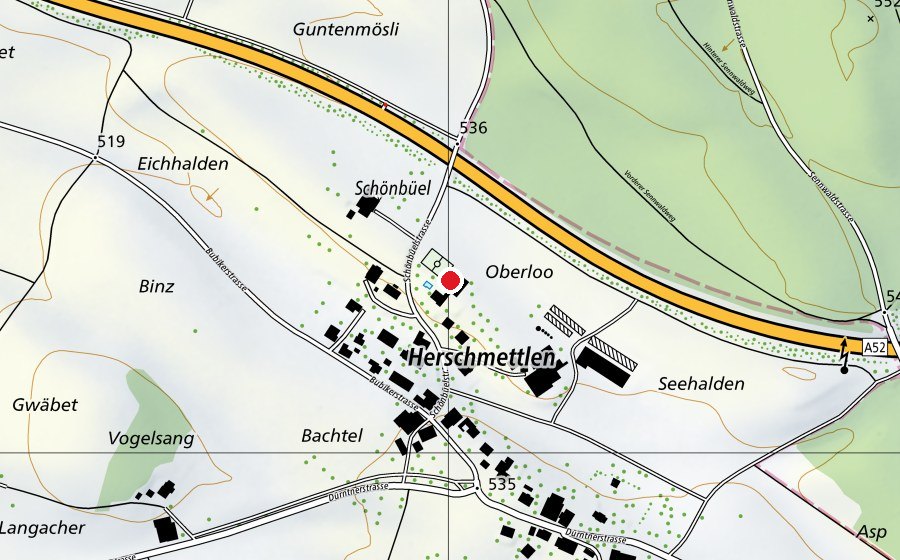 Map showing the location of Primarschule Schönbüel (School)