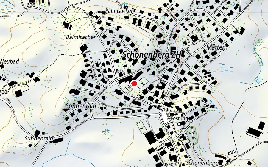 Karte mit dem Standort von Primarschule Schönenberg (Schule)