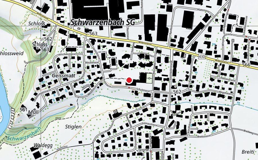 Mappa con la posizione di Primarschule Schwarzenbach (Scuola)