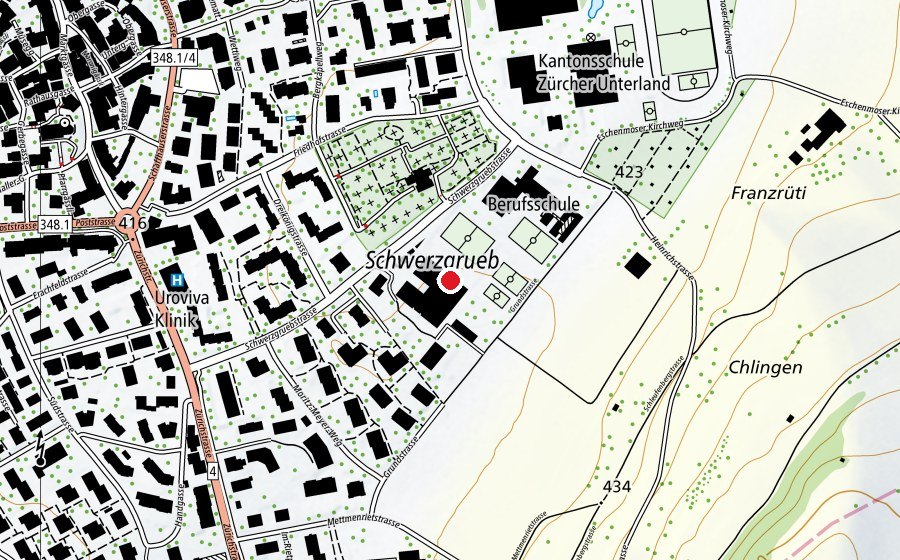 Carte indiquant l’emplacement de Primarschule Schwerzgrueb (École)