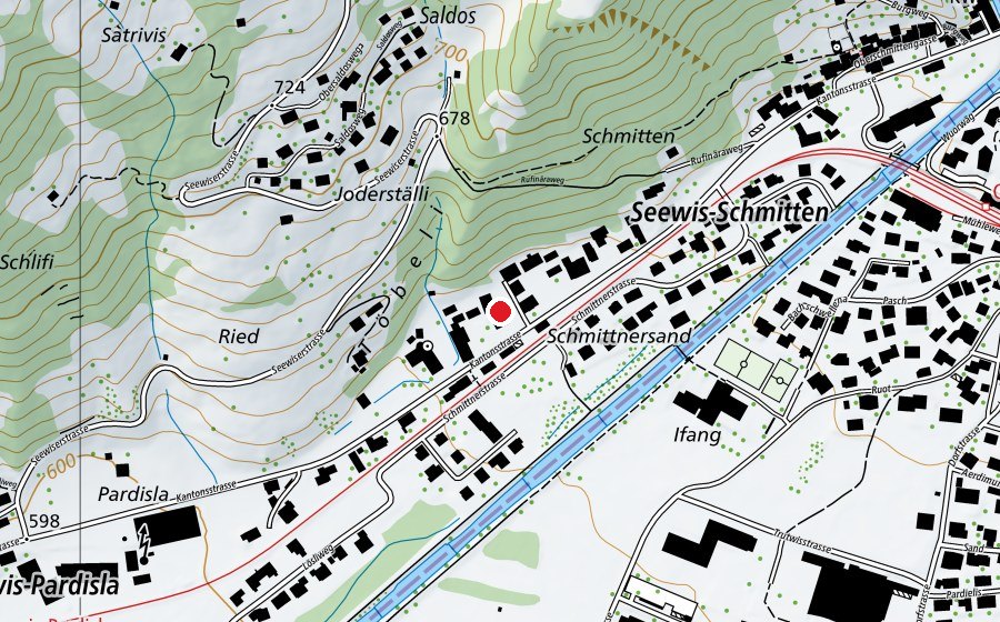 Carte indiquant l’emplacement de Primarschule Seewis Pardisla (École)