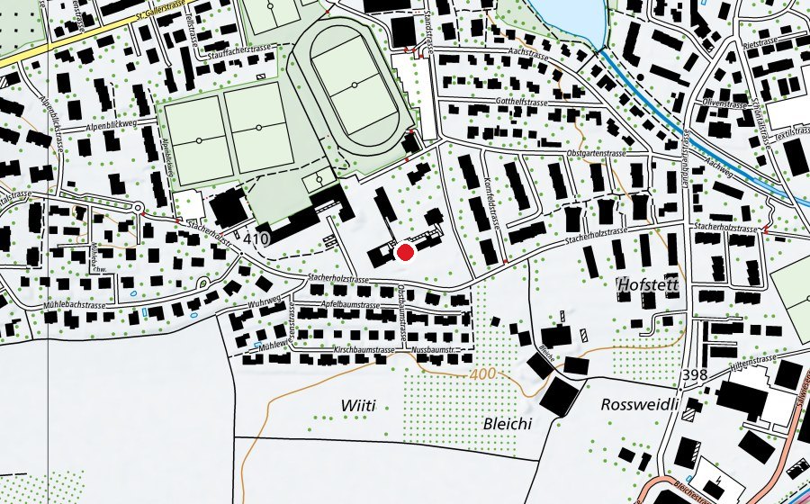 Map showing the location of Primarschule Stacherholz (School)