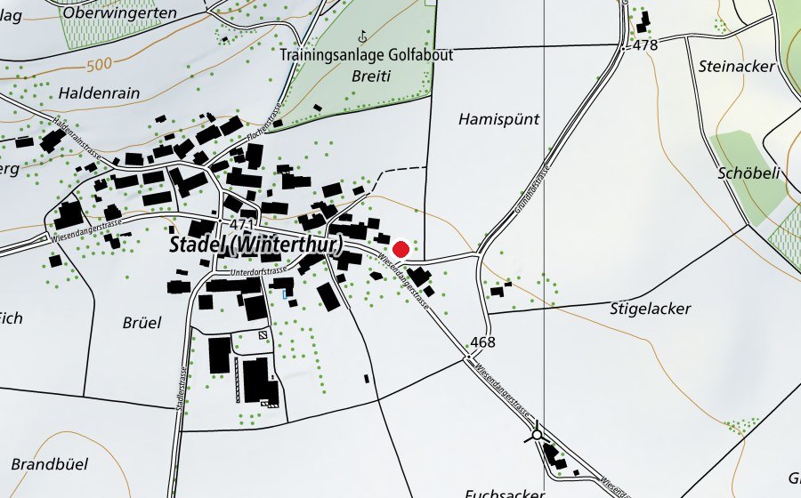 Map showing the location of Primarschule Stadel (School)