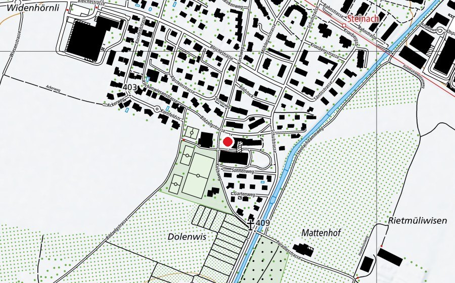 Map showing the location of Primarschule Steinach (School)