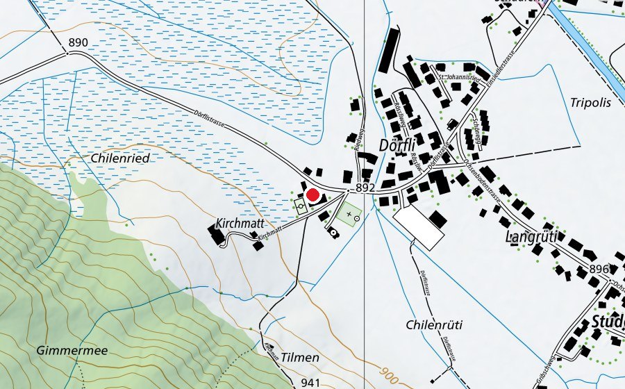 Carte indiquant l’emplacement de Primarschule Studen (École)