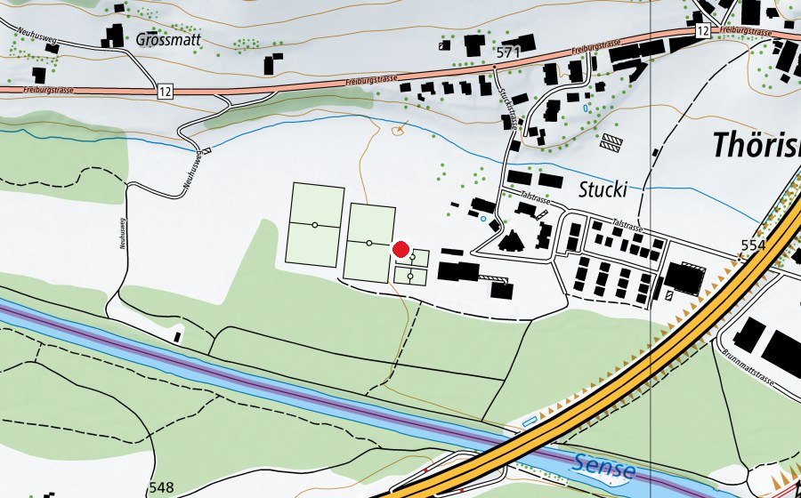 Carte indiquant l’emplacement de Primarschule Thörishaus (École)