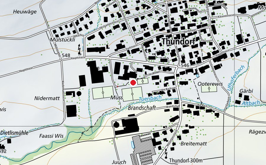 Carte indiquant l’emplacement de Primarschule Thundorf (École)
