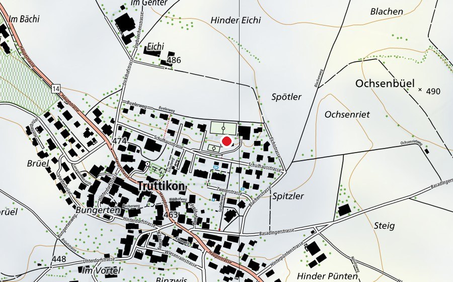 Carte indiquant l’emplacement de Primarschule Truttikon (École)