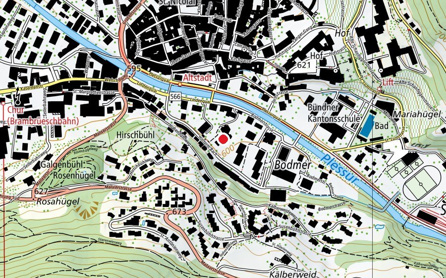 Map showing the location of Primarschule Türligarten (School)