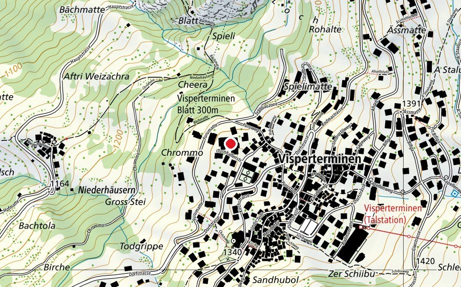 Carte indiquant l’emplacement de Primarschule und Gemeindebibliothek Visperterminen (École)