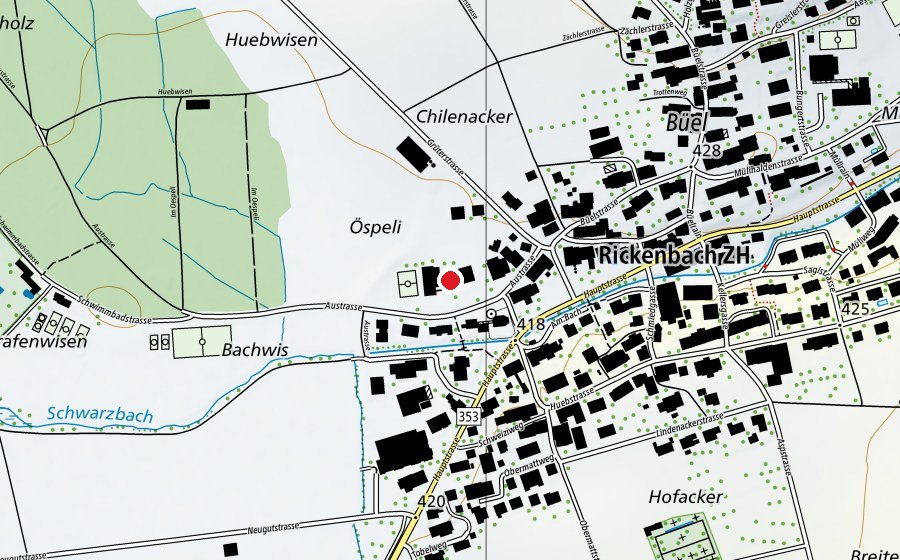 Map showing the location of Primarschule und Kindergarten Dorf (School)