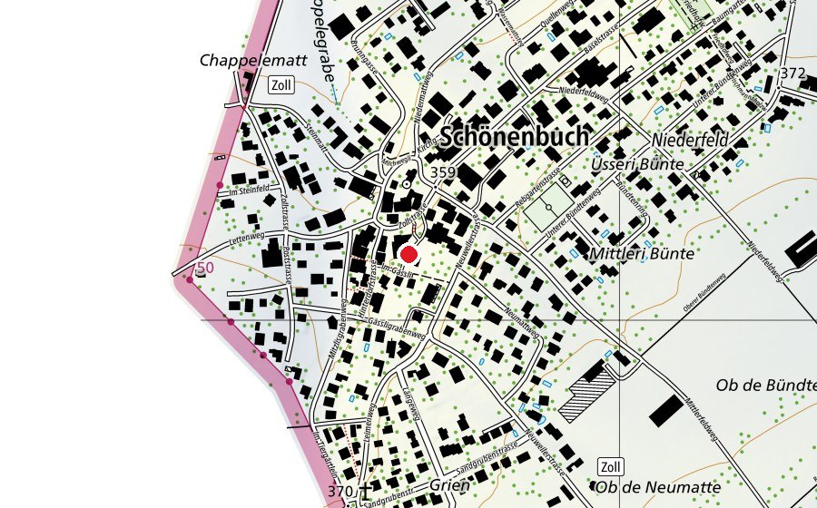 Carte indiquant l’emplacement de Primarschule und Kindergarten Schönenbuch (École)