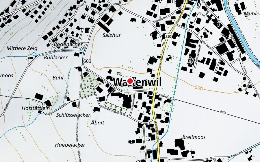 Mappa con la posizione di Primarschule Wattenwil (Scuola)