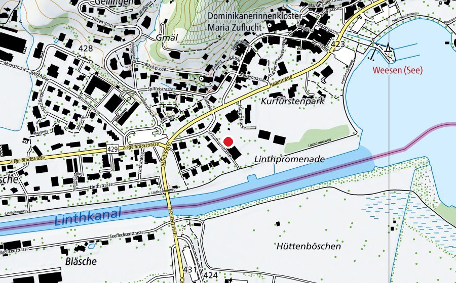 Map showing the location of Primarschule (School)