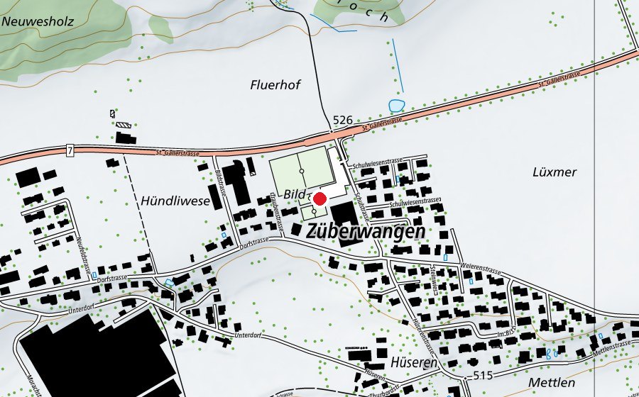 Map showing the location of Primarschule Züberwangen (School)
